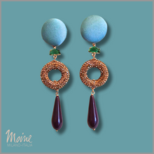 Carica l'immagine nel visualizzatore di Gallery, Orecchini lunghi in marcasite e seta