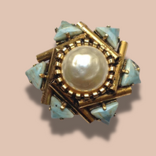 Carica l'immagine nel visualizzatore di Gallery, Anello Vintage Pietre Azzurre e Perla centrale