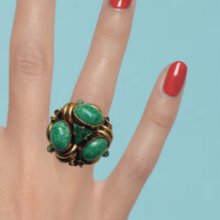 Carica l'immagine nel visualizzatore di Gallery, Anello Vintage oro pietre verdi