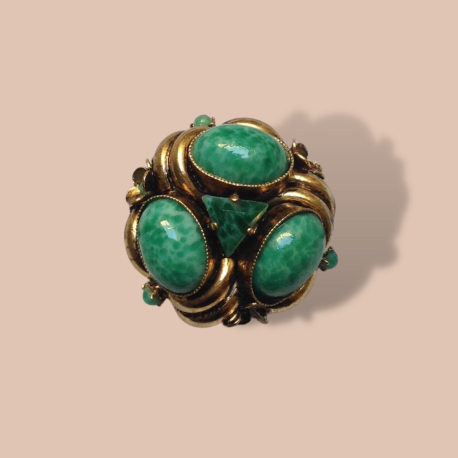 Anello Vintage oro pietre verdi